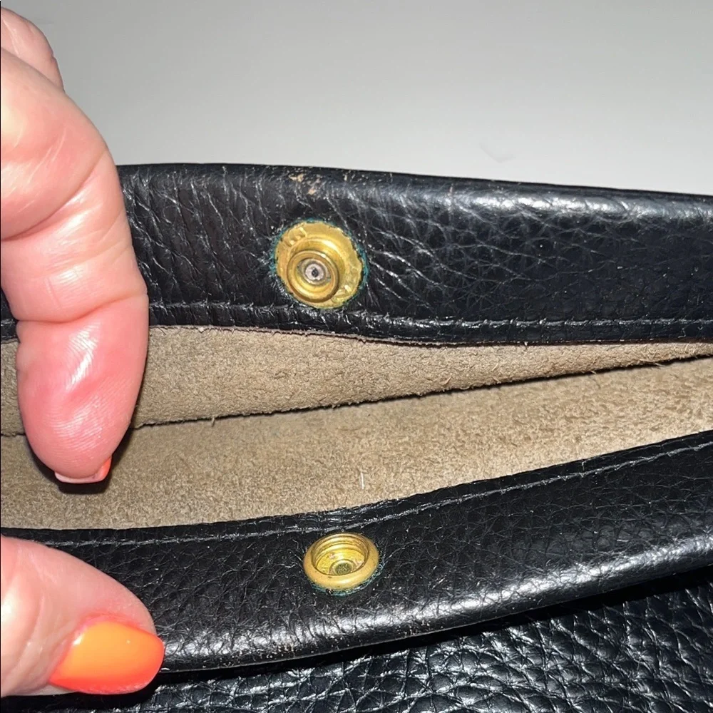 Source Unknown Leather Black Clutch with snap & zip pockets